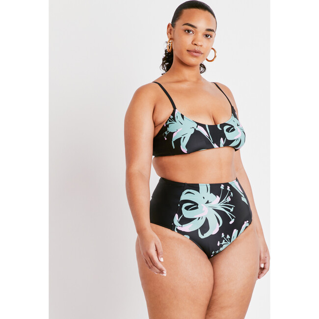 Women's Kaia Bikini Top, Placement Lily Black/Multi - Two Pieces - 6