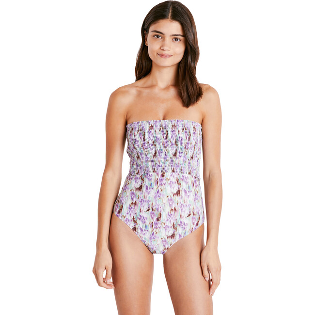 Women's Kendra Smocked One-Piece, Painterly Ikat Pansy/Multi - One Pieces - 6