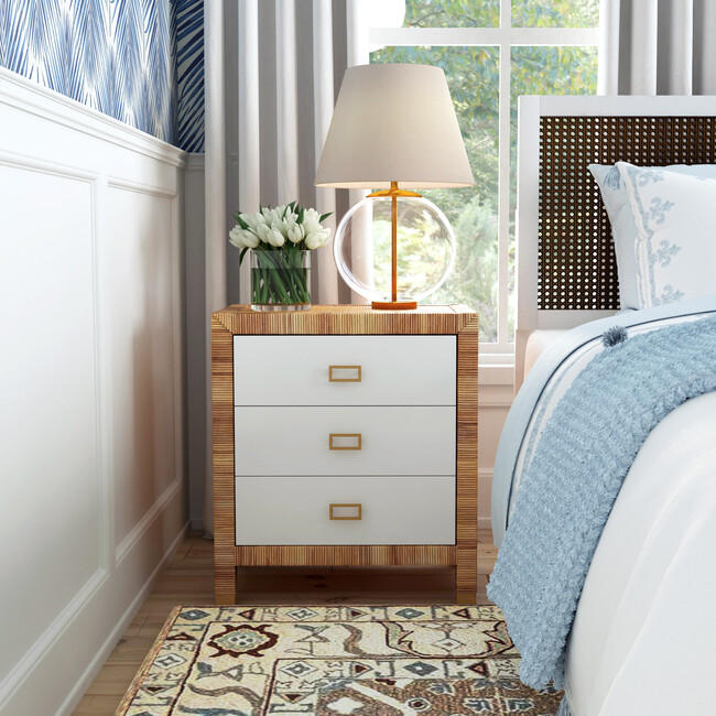 Corfu 3 Drawer Natural Raffia Chest, Natural/White - Dressers - 2