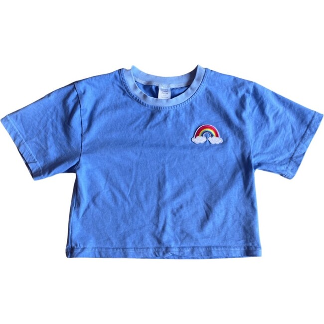 Crop Tee with Rainbow Patch, Periwinkle Blue