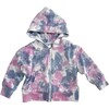 French Terry Zip Up Hoodie Sweatshirt, Blue Purple Tie Dye - Sweatshirts - 1 - thumbnail