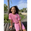 Crop Tee with Paper Airplane "Keep Going" Patch, Vintage Hot Pink - T-Shirts - 2