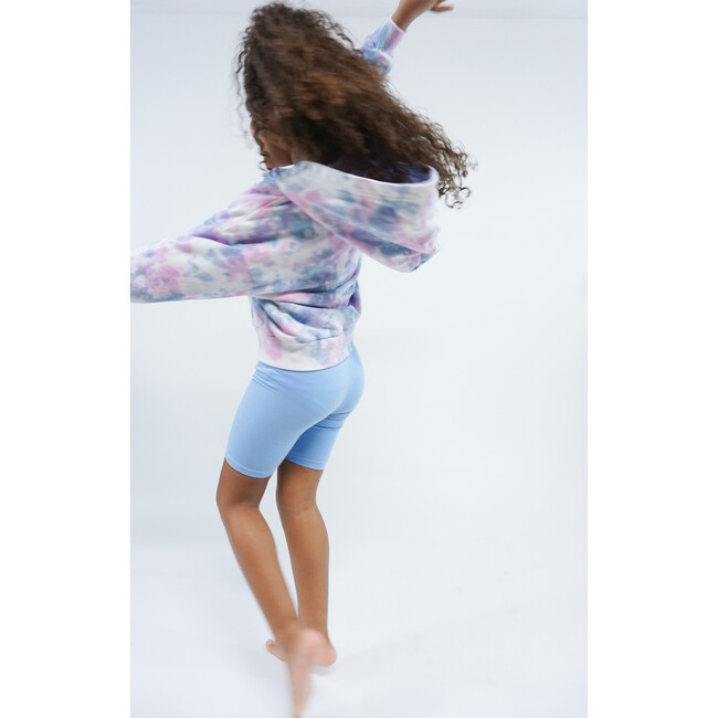 French Terry Zip Up Hoodie Sweatshirt, Blue Purple Tie Dye - Sweatshirts - 3