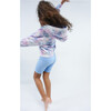 French Terry Zip Up Hoodie Sweatshirt, Blue Purple Tie Dye - Sweatshirts - 3