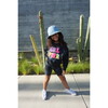 GRL PWR Girl Power Varsity Patch Crew Neck Sweatshirt, Black Tie Dye - Sweatshirts - 4