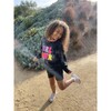GRL PWR Girl Power Varsity Patch Crew Neck Sweatshirt, Black Tie Dye - Sweatshirts - 5