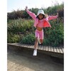 Crop Tee with Paper Airplane "Keep Going" Patch, Vintage Hot Pink - T-Shirts - 6