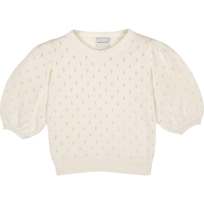 Cotton Openwork  Sweater, Ecru