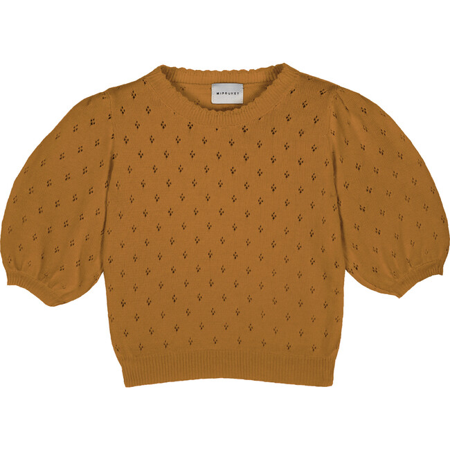 Cotton Openwork  Sweater, Caramel