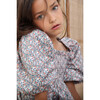 Smocked Balloon Sleeve Blouse, Blue - Blouses - 2