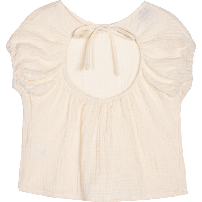 Open Back Muslin Blouse, Ecru - Blouses - 3