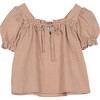 Gingham Ruffle Blouse, Rust - Blouses - 1 - thumbnail