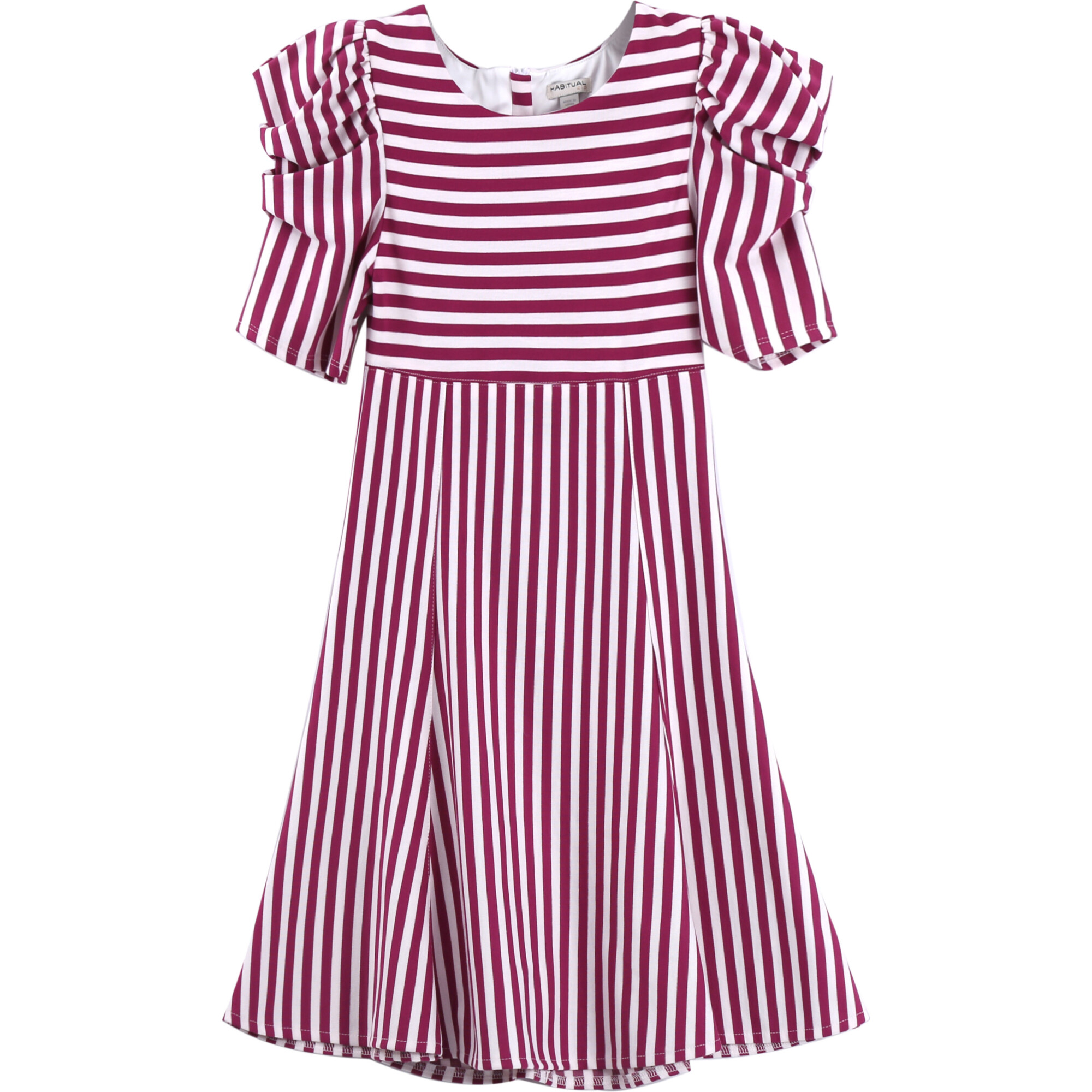 Puff Sleeve Flounce Dress, Pink - Dresses - 1