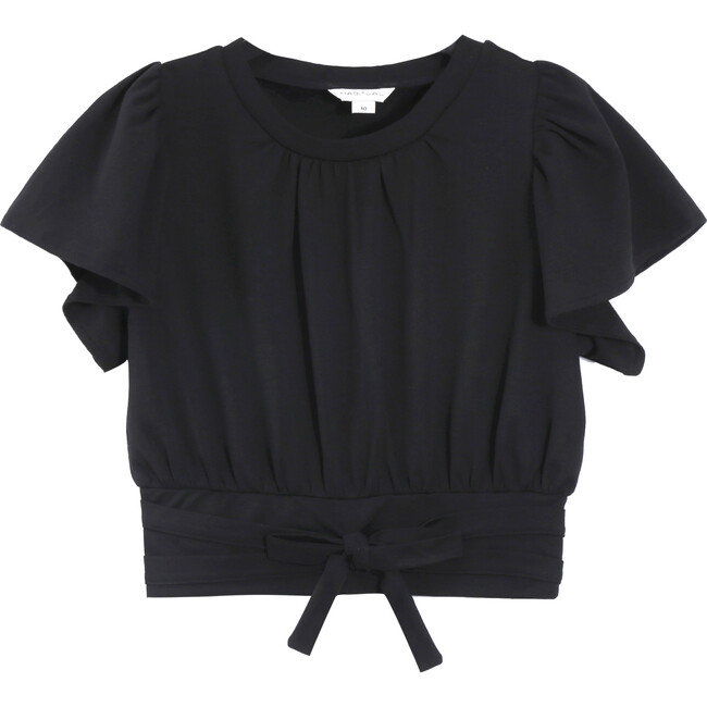 Flounce Wrap Top, Black