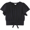 Flounce Wrap Top, Black - Blouses - 1 - thumbnail