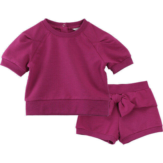 French Terry Short Set, Pink - Mixed Apparel Set - 1