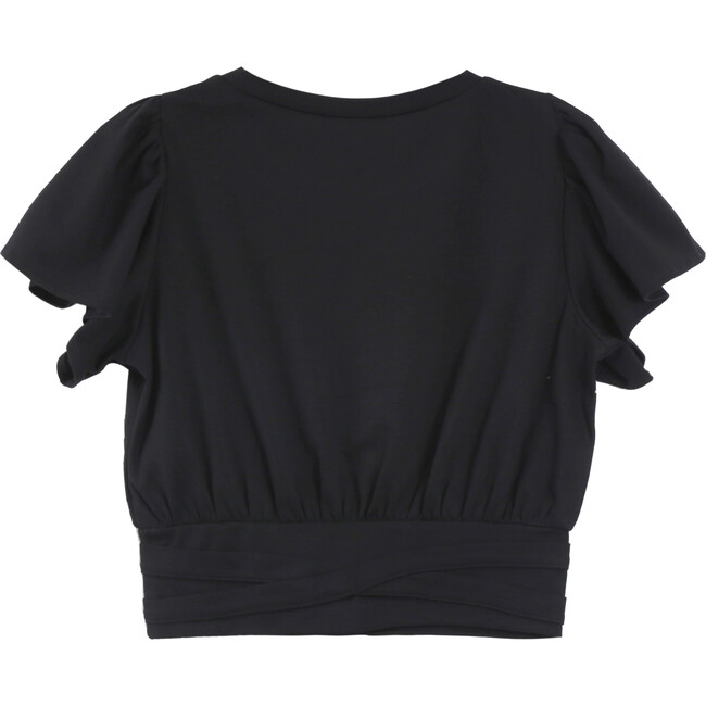 Flounce Wrap Top, Black - Blouses - 2