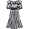 Striped Dress With Bows, Black - Dresses - 2