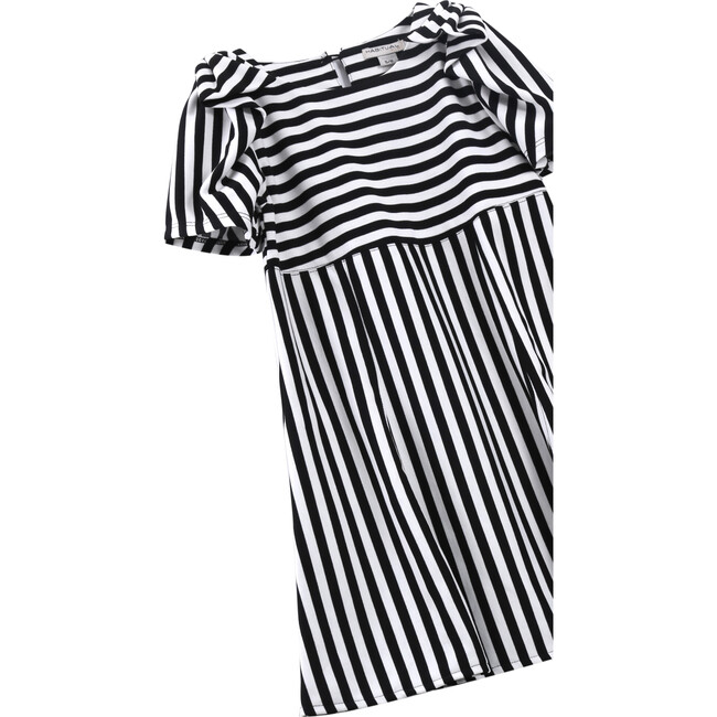 Striped Dress With Bows, Black - Dresses - 3