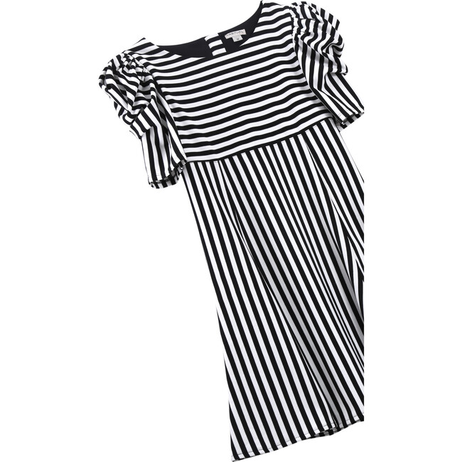 Puff Sleeve Flounce Dress, Black - Dresses - 3