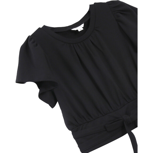 Flounce Wrap Top, Black - Blouses - 3