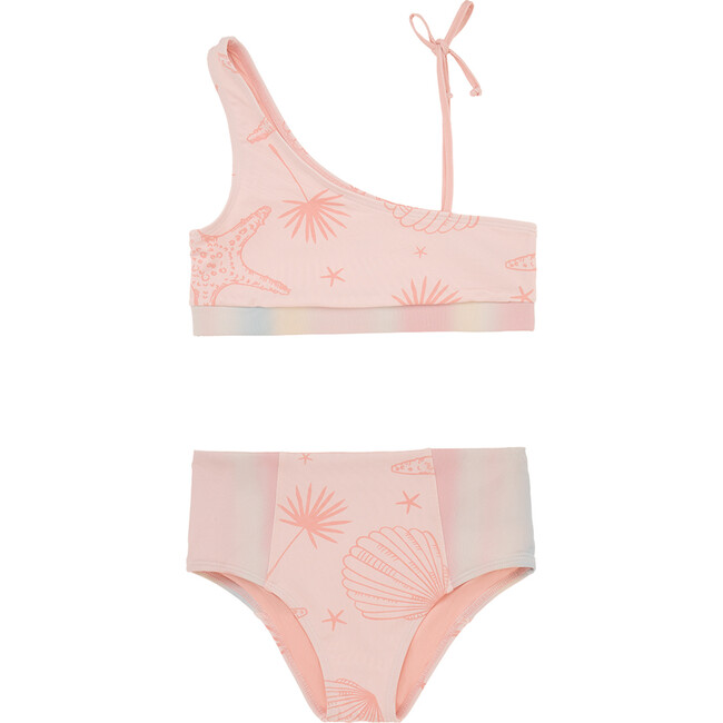 High Waist Bikini Set, Pink - Two Pieces - 1