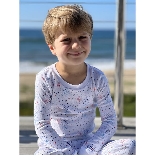 The Organic Long Sleeve Pajama Set, Star & Fireworks - Pajamas - 3
