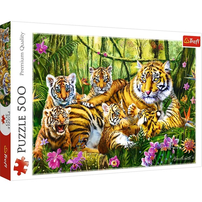 500 Piece Jigsaw Puzzle, Family of Tigers