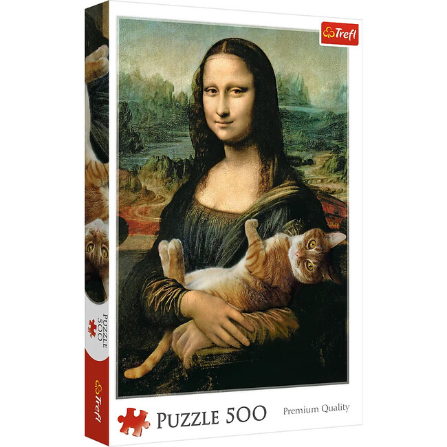 500 Piece Jigsaw Puzzle, Mona Lisa and a Purring Kitty