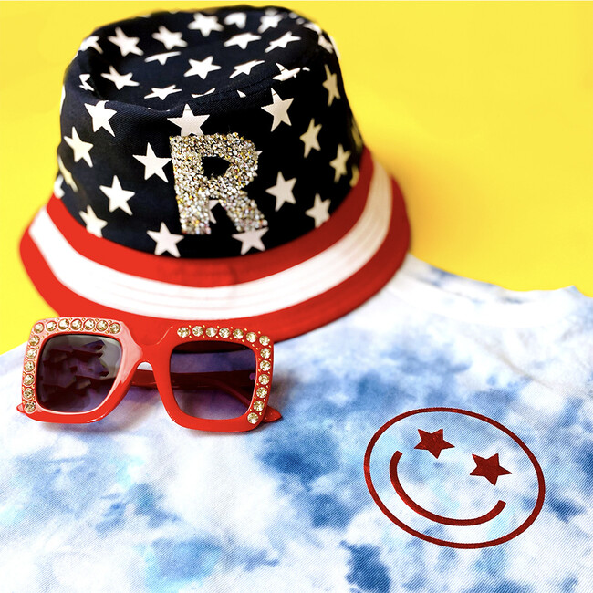 Patriotic Smiley Tee, Blue Tie Dye - T-Shirts - 2