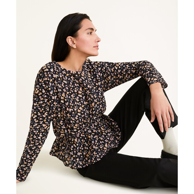 Women's Reeves Print Blouse, Black Deco Print - Blouses - 2