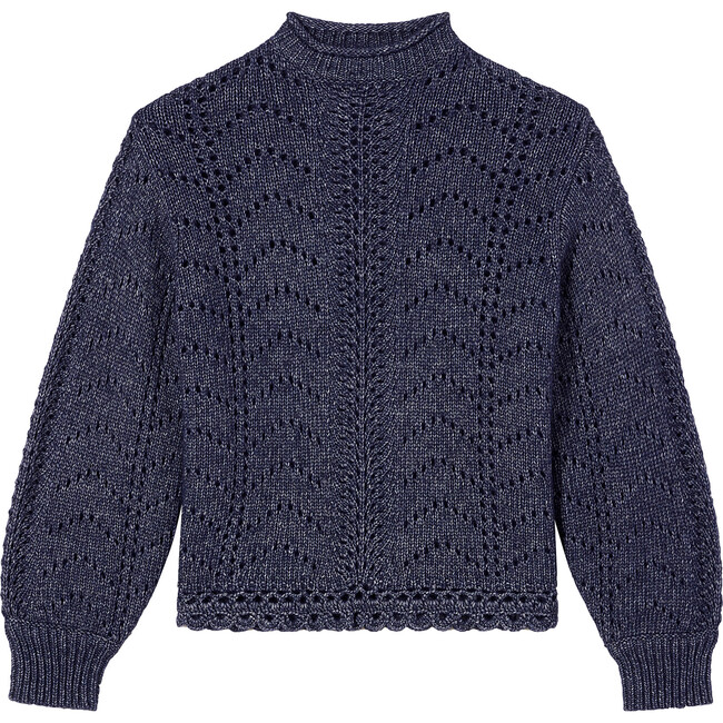 Women's Jean Knit Top, Navy - Blouses - 1