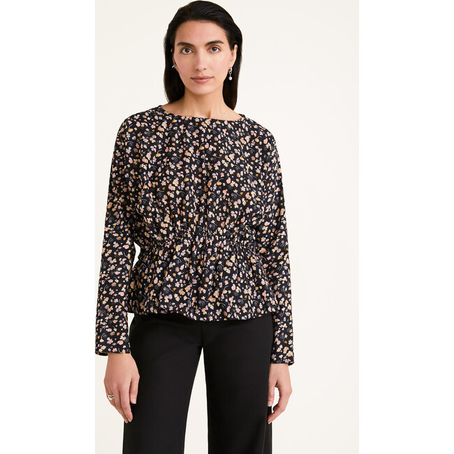 Women's Reeves Print Blouse, Black Deco Print - Blouses - 5