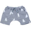 Cotton French Terry Pocket Shorts, Sailboat Print - Shorts - 1 - thumbnail