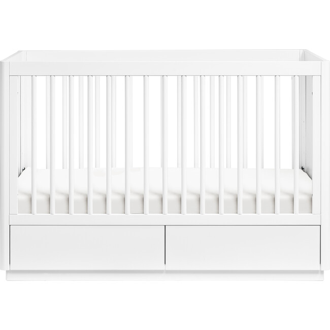 Bento 3-in-1 Convertible Storage Crib with Toddler Bed Conversion Kit, White