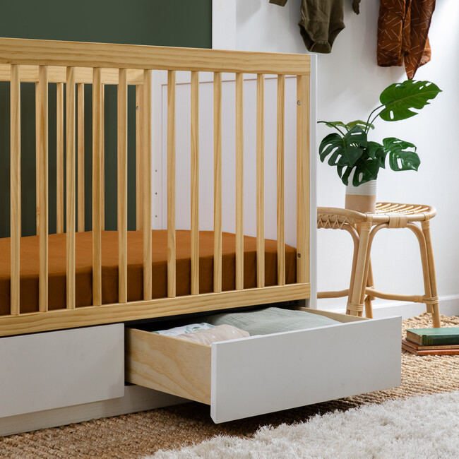 Bento 3-in-1 Convertible Storage Crib with Toddler Bed Conversion Kit, Natural/White - Cribs - 3