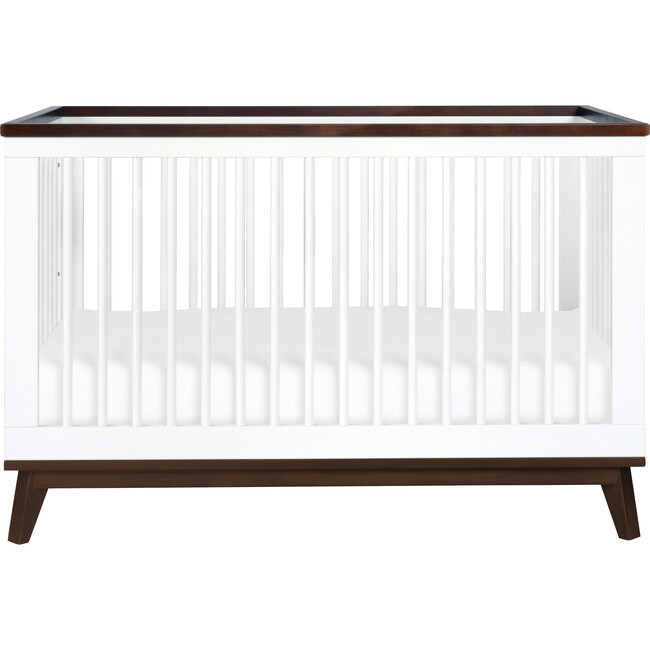 Scoot 3-in-1 Convertible Crib With Toddler Bed Conversion Kit, White/Walnut - Cribs - 1