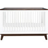 Scoot 3-in-1 Convertible Crib With Toddler Bed Conversion Kit, White/Walnut - Cribs - 1 - thumbnail