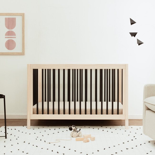 Gelato 4-in-1 Convertible Crib with Toddler Bed Conversion Kit, Washed Natural/Black - Cribs - 4