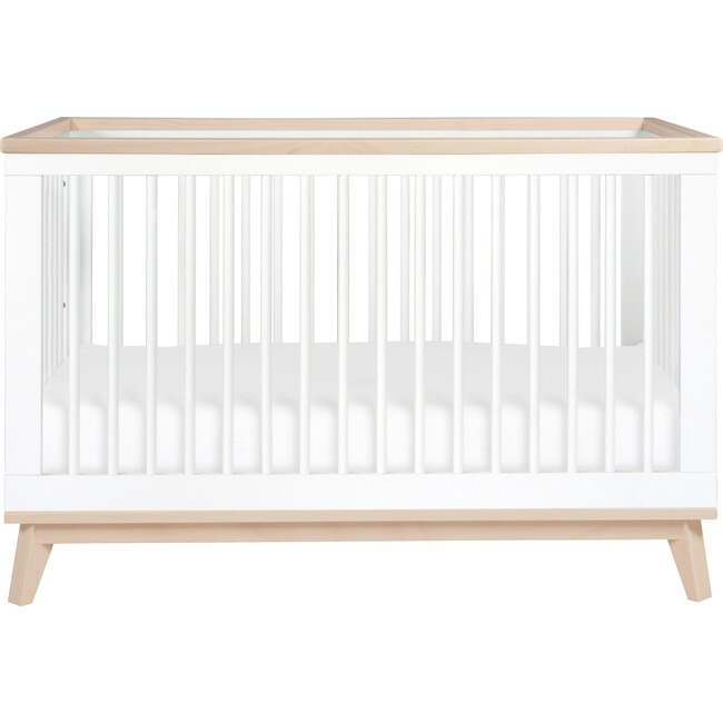 Scoot 3-in-1 Convertible Crib With Toddler Bed Conversion Kit, White/Washed Natural - Cribs - 1 - zoom