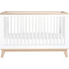 Scoot 3-in-1 Convertible Crib With Toddler Bed Conversion Kit, White/Washed Natural - Cribs - 1 - thumbnail
