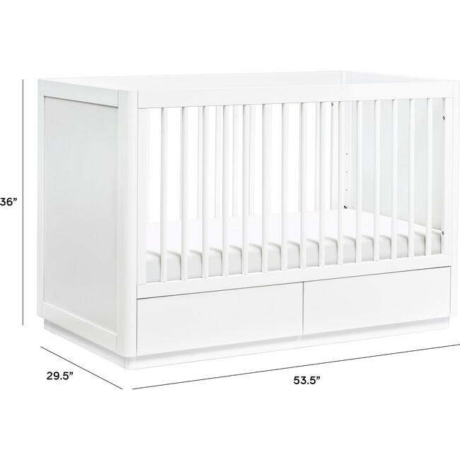 Bento 3-in-1 Convertible Storage Crib with Toddler Bed Conversion Kit, White - Cribs - 4