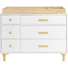 Lolly 6 Drawer Assembled Double Dresser, White and Natural - Dressers - 6