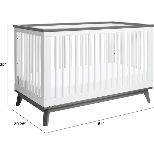 Scoot 3-in-1 Convertible Crib with Toddler Bed Conversion Kit, White/Slate - Cribs - 4