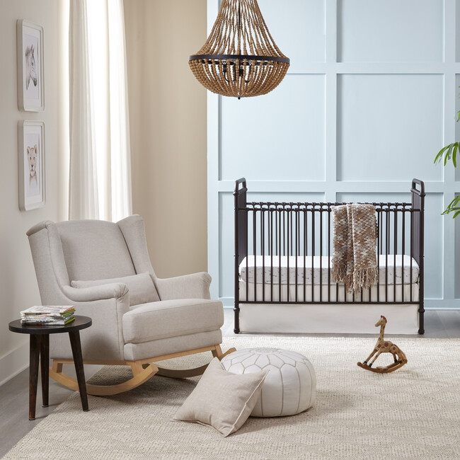 Miranda Wingback Rocker, Beige Eco-Performance Fabric - Nursery Chairs - 3