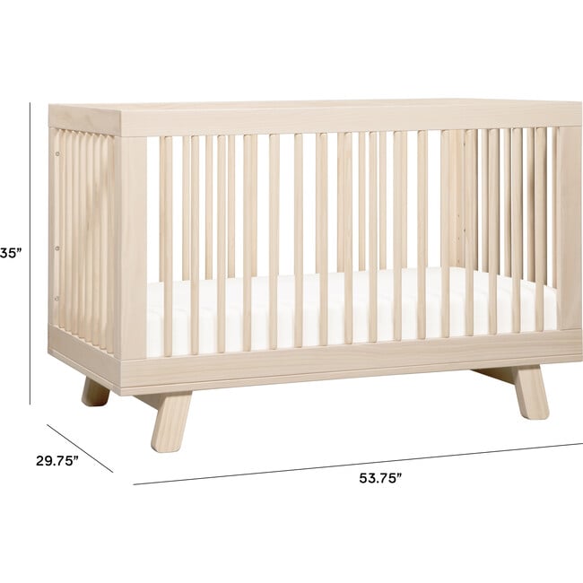 Hudson 3-in-1 Convertible Crib with Toddler Bed Conversion Kit, Washed Natural - Cribs - 4