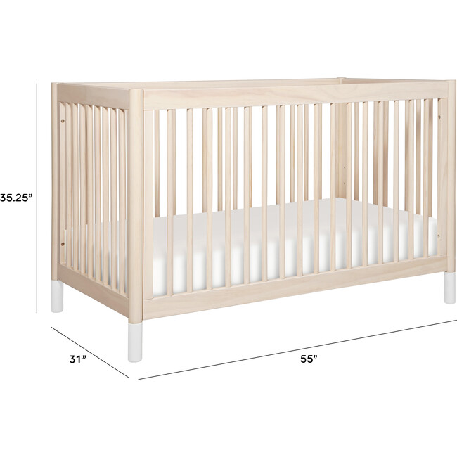 Gelato 4-in-1 Convertible Crib, White Feet with Toddler Bed Conversion Kit, Washed Natural - Cribs - 5