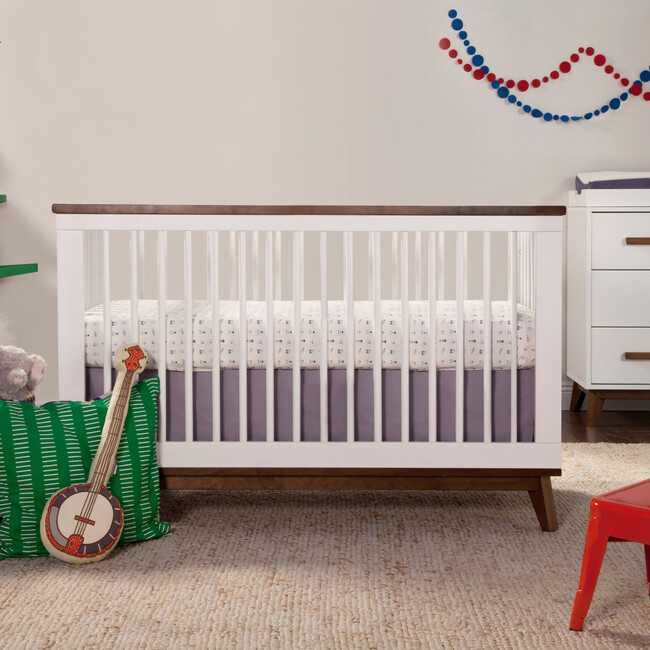 Scoot 3-in-1 Convertible Crib With Toddler Bed Conversion Kit, White/Walnut - Cribs - 3