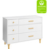 Lolly 6 Drawer Assembled Double Dresser, White and Natural - Dressers - 7