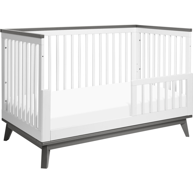 Scoot 3-in-1 Convertible Crib with Toddler Bed Conversion Kit, White/Slate - Cribs - 5